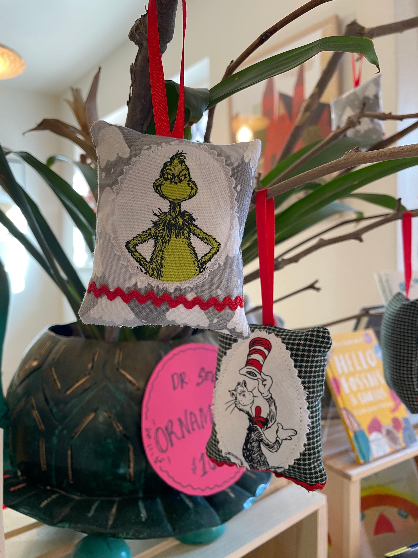 Flourishing Fabric Grinch Ornament