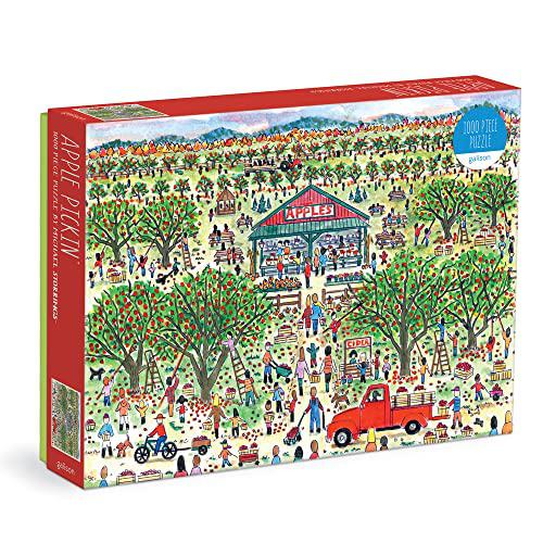 Michael Storrings Apple Pickin' 1000 Piece Puzzle from Galison - 27" x 20" Beautifully Illustrated Puzzle, Thick & Sturdy Pieces, Perfect Activity for Chilly Fall Weather!