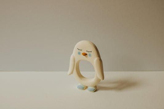 Penguin Baby Teether in White