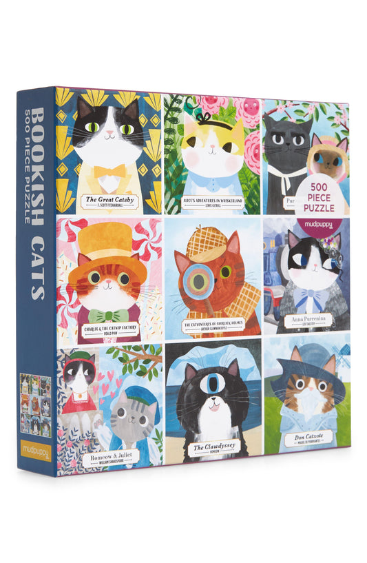 Abrams Bookish Cats 500 Piece Family Puzzle, Multicolor by Mudpuppy