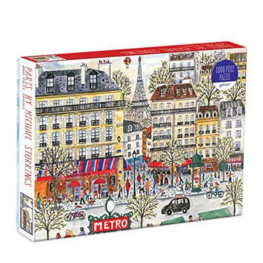 Galison Michael Storrings Paris Puzzle, 1,000 Pieces, 20”x27” – Fun and Challenging – Piece Together a Charming Paris Scene Complete with The Metro, Cafes, Shops, and The Iconic Eiffel Tower, 1000 by Galison