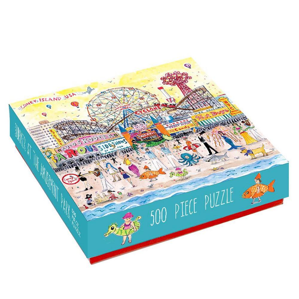 Galison Michael Storrings 500 Piece Jigsaw Puzzle for Families, Summer at The Amusement Park Scene, Great Family Puzzle to Enjoy Together by Galison