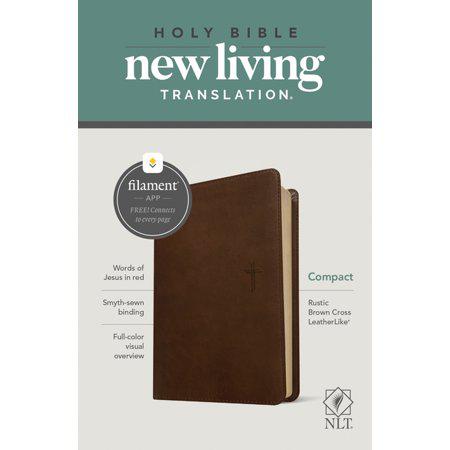NLT Compact Bible, Filament-Enabled Edition (Leatherlike, Rustic Brown, Red Letter) - (Leather Bound)