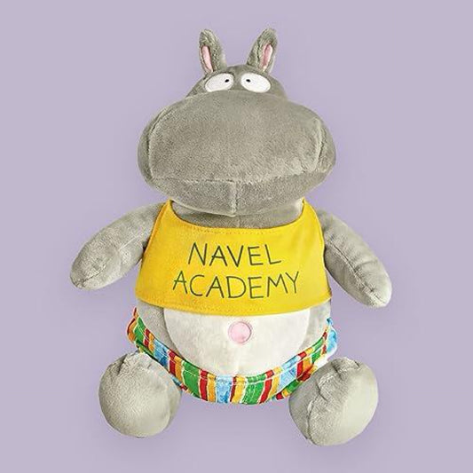 Merrymakers Belly Button Book! Soft Plush Hippo Doll, 10.5-Inch