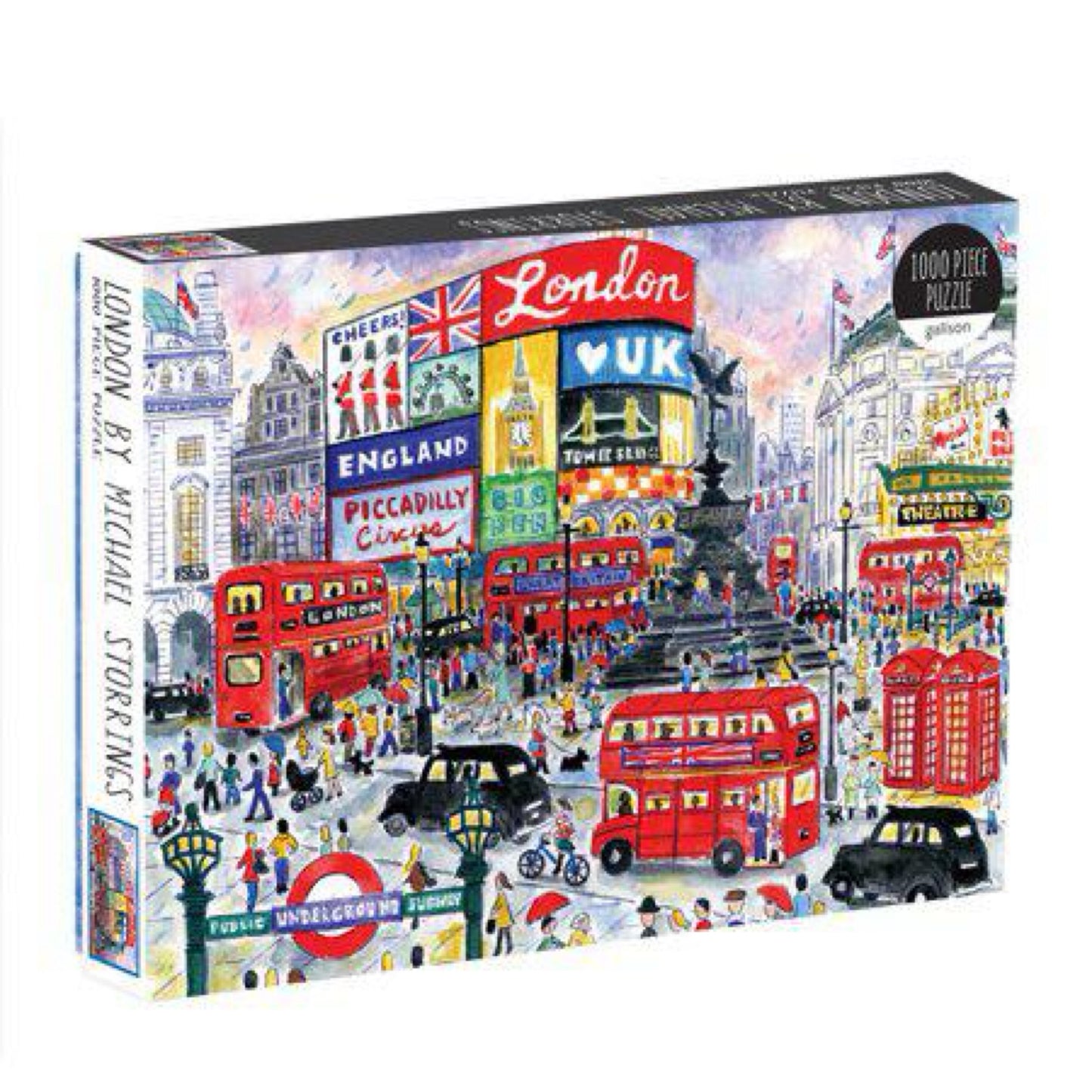 London Jigsaw Puzzle for Adults, Illustrated Art Puzzle with Scene from the Streets of London, Multicolor